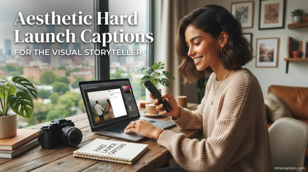 Aesthetic Hard Launch Captions for the Visual Storyteller