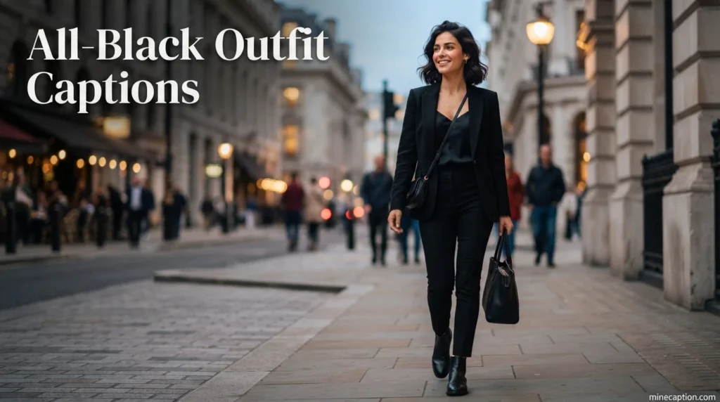 All-Black Outfit Captions