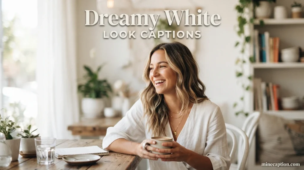 Dreamy White Look Captions