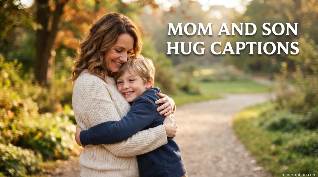 Mom and Son Hug Captions